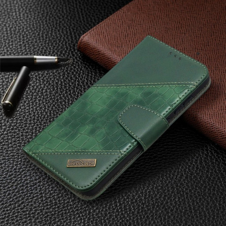 Чехол-книжка Matching Color Crocodile Texture на Samsung Galaxy S20 FE - зеленый