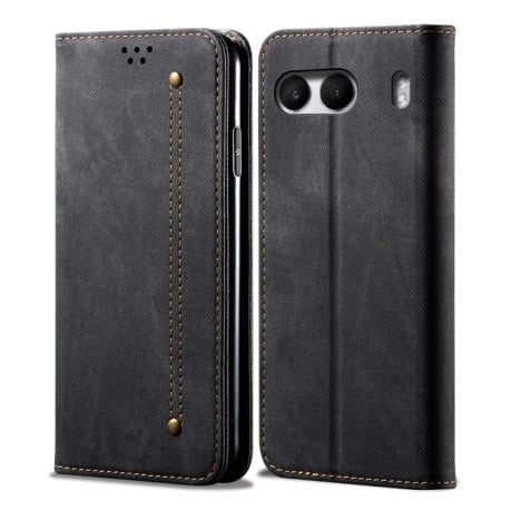 Чохол-книжка з джинсовою тканиною casual на OnePlus Nord 4 - чорний