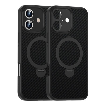 Протиударний чохол Carbon Fiber MagSafe 360 Degree Rotating Holder  для iPhone 16 - чорний