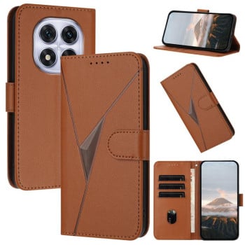 Чехол-книжка Triangle Pattern Buckle Clasp Leather на Xiaomi Redmi Note 14 Pro 4G - коричневый