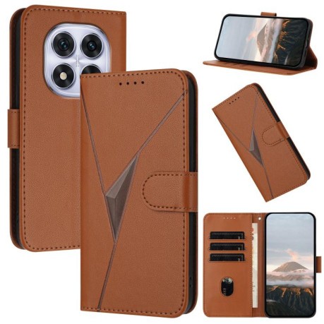 Чохол-книжка Triangle Pattern Buckle Clasp Leather на Xiaomi Redmi Note 14 Pro 4G - коричневий