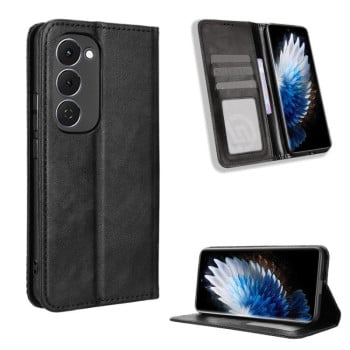 Чехол-книжка Magnetic Buckle Retro Crazy Horse Texture на Tecno Spark 40 Pro+ 4G — черный