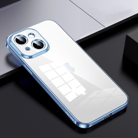 Чехол SULADA Shine Through Series Plating TPU на iPhone 15 Plus - голубой