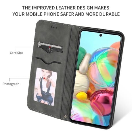 Чехол- книжка Retro Skin Feel Business Magnetic на Samsung Galaxy А71 - серый