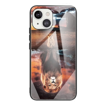 Противоударный чехол Colorful Painted Glass для iPhone 13 Mini - Lion