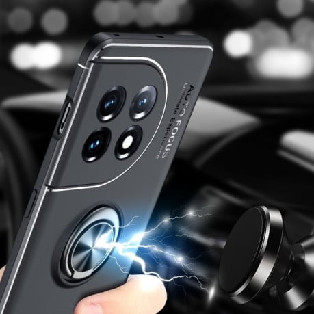 Ударозахисний чохол Metal Ring Holder 360 Degree Rotating на OnePlus 11 - синій