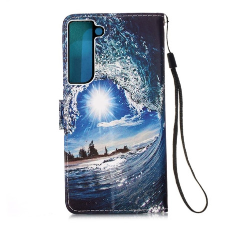 Чохол-книжка Colored Drawing Pattern для Samsung Galaxy S22 5G - Ocean Waves and Sun