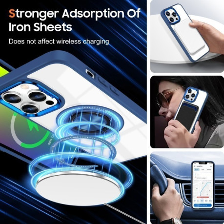 Ударозащитный чехол Magnetic Rotating Ring Holder на iPhone 16 Pro Max - синий