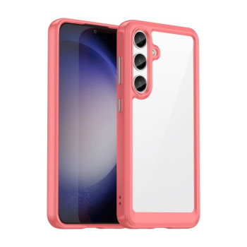 Противоударный чехол  Colorful Acrylic Series с цветной силиконовой боковиной на Samsung Galaxy S24+ 5G - красный