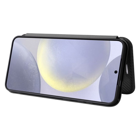 Чехол-книжка Carbon Fiber Texture на Samsung Galaxy S25 5G - черный