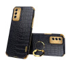 Противоударный чехол 6D Electroplating Crocodile для Samsung Galaxy S23 5G - черный