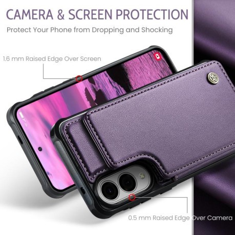 Чохол CaseMe C22 Card Slots Holder RFID Anti-theft для Samsung Galaxy S25 Edge 5G - фіолетовий