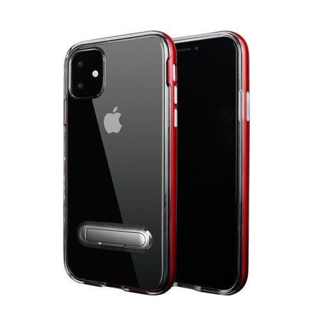 Протиударний чохол-підставка HMC на iPhone 11-прозоро-червоний