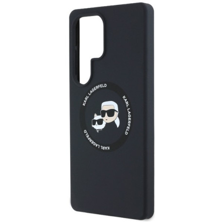 Оригинальный чехол Karl Lagerfeld Silicone Double Heads And Circle MagSafe для Samsung Galaxy S25 Ultra - black