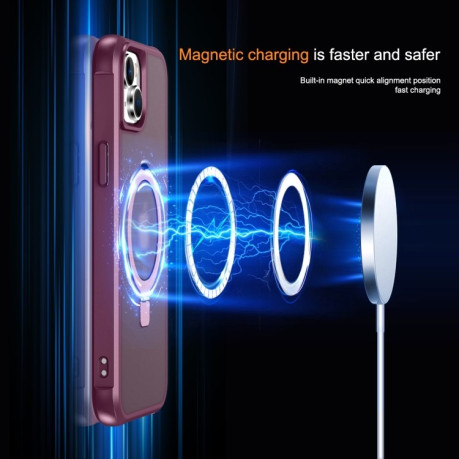 Противоударный чехол HTM MagSafe Magnetic Holder для iPhone 15 - винно-красный