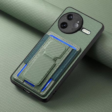 Противоударный чехол Carbon Fiber Card Bag для Xiaomi Poco F7 Ultra - зеленый