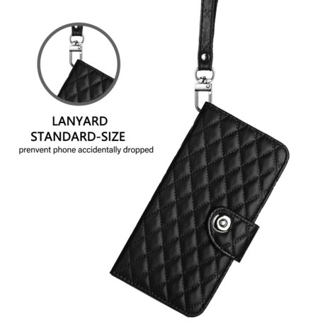 Чохол-книжка Rhombic Texture Flip Leather для OnePlus 13R/Ace 5/Ace 5 Pro - чорний