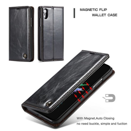 Кожаный чехол-книжка CaseMe 003 Series  Wallet Style с встроенным магнитом на iPhone XR  - черный