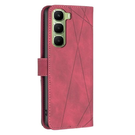 Чохол-книжка з фактурою Rhombus та магнітним хлястиком на Infinix Hot 60 Pro+ 4G - червоний