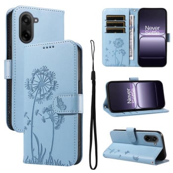 Чохол-книжка з тисненням Dandelion та магнітним хлястиком на OnePlus Ace 5 Racing / Nord CE 5 - блакитний