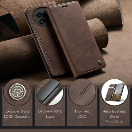 Чехол-книжка CaseMe-013 Multifunctional на OnePlus 13 - кофейный