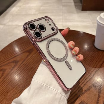 Чохол протиударний Diamond Gradient Plated MagSafe для iPhone 17 Pro Max - рожевий