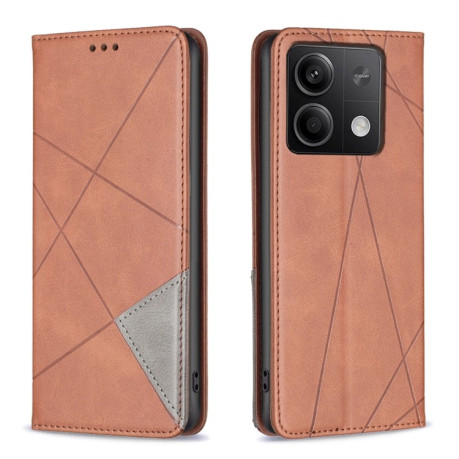 Чохол-книжка Rhombus Texture для Xiaomi Redmi Note 13 4G - коричневий