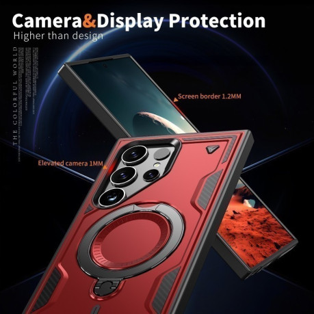 Протиударний чохол MagSafe Holder Armor PC Hybrid  для Samsung Galaxy S25 Ultra 5G - червоний