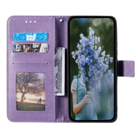Чехол-книжка Totem Flower для Xiaomi Poco F6 - фиолетовый