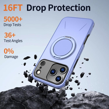 Противоударный чехол Kalebol с MagSafe и подставкой на iPhone 17 Pro Max - фиолетовый