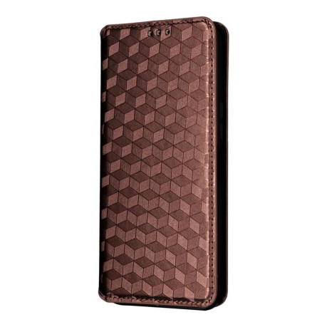 Чехол-книжка Cubic Grid Calf Texture для OnePlus 13T - коричневый