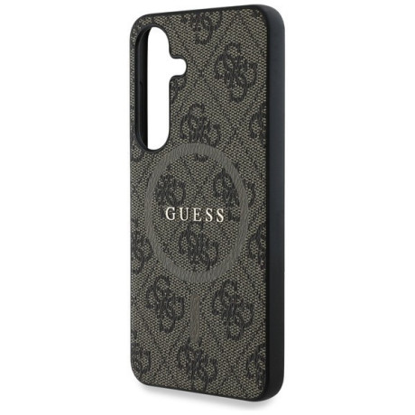 Оригінальний чохол Guess Leather 4G Colored Ring Classic Logo MagSafe для Samsung Galaxy S25 Plus - Brown
