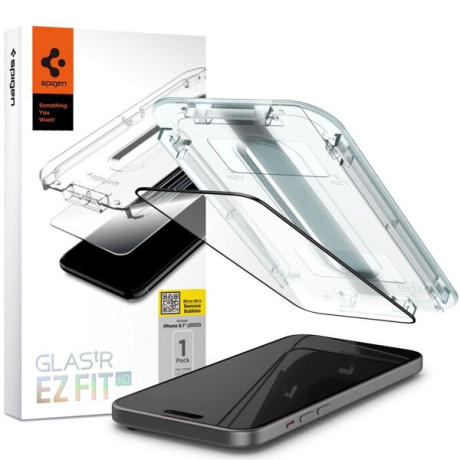 Защитное каленое стекло Spigen Alm Glass Fc для iPhone 15 Black