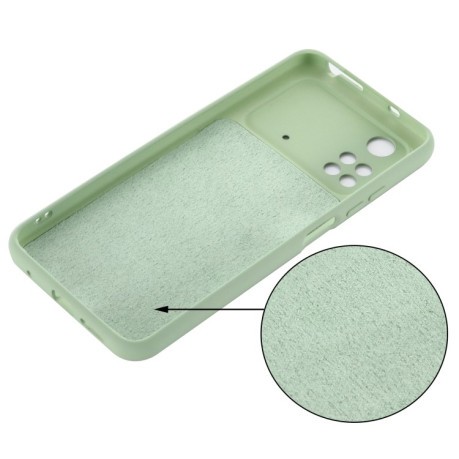 Силиконовый чехол Solid Color Liquid Silicone на Xiaomi Poco M4 Pro 4G - зеленый