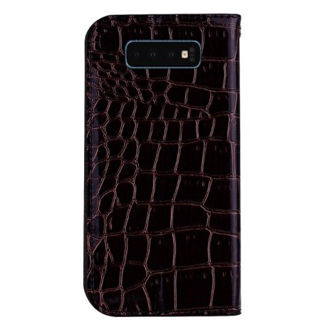 Кожаный чехол- книжка Crocodile Texture Glitter Powder на Samsung  Galaxy S10/G973-фиолетовый
