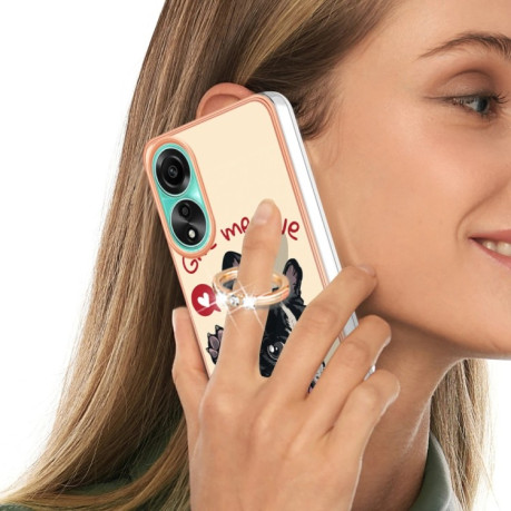 Протиударний чохол Electroplating Dual-side IMD with Ring Holder для OPPO A78 4G - Dog