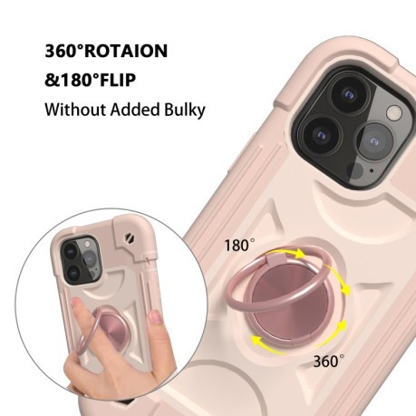 Протиударний чохол Silicone with Dual-Ring Holder для iPhone 13 Pro Max - рожеве золото