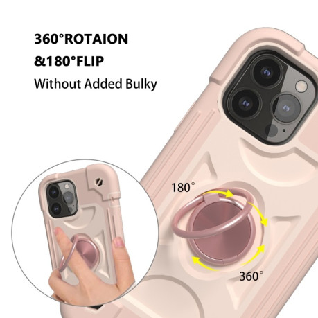 Противоударный чехол Silicone with Dual-Ring Holder для iPhone 13 Pro - розовое золото