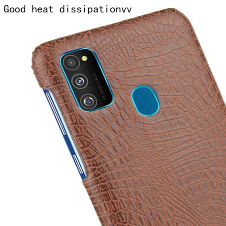 Ударопрочный чехол Crocodile Texture на Samsung Galaxy M21/M30s - коричневый