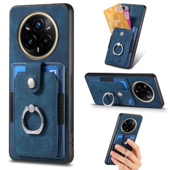 Чехол-книжка Retro Skin-feel Ring Card Wallet для Realme 13 Pro - синий