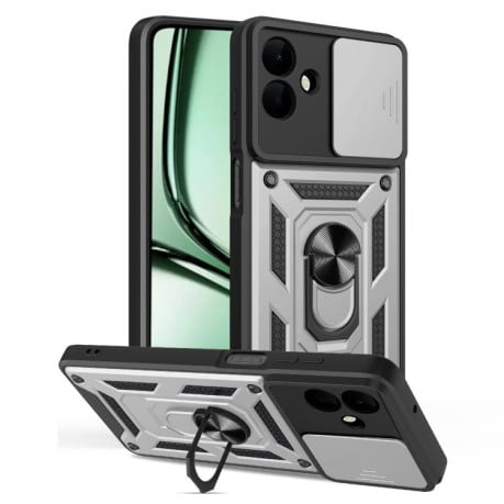 Чохол із шторкою на камери Sliding Camshield та кишенькою для карток на Samsung Galaxy A07 4G - сріблястий