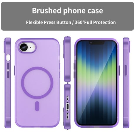 Противоударный чехол MagSafe Frosted Translucent TPU + PC для iPhone 16e - фиолетовый