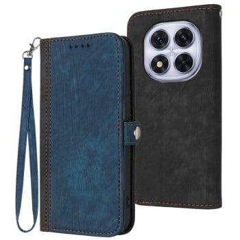 Чехол-книжка Side Buckle Double Fold Hand Strap Leather для Xiaomi Redmi Note 14 Pro 5G/Poco X7 - синий