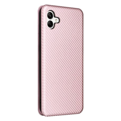 Чехол-книжка Carbon Fiber Texture на Samsung Galaxy A04 4G - розовый