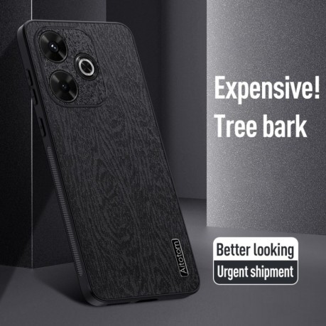 Чохол Tree Bark Leather Shockproof для Xiaomi Redmi 13 4G - чорний