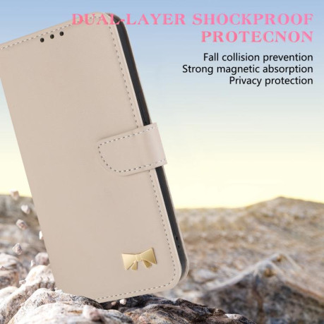 Чехол-книжка Metal Bow Leather для Xiaomi Redmi Note 14 4G 164.84mm- Apricot