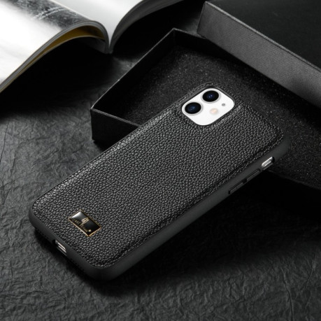 Противоударный чехол Fierre Shann Leather для iPhone 11 Pro Max - Lychee Black