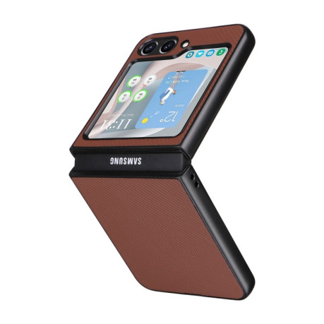 Протиударний чохол EsCase Leather Series для Samsung Galaxy Flip 5 - коричневий