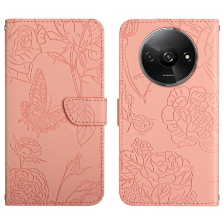 Чехол-книжка Skin Feel Butterfly Embossed для Xiaomi Redmi A3 - розовый