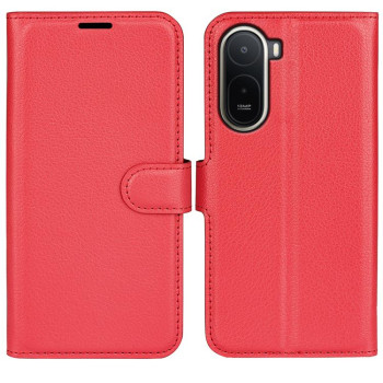 Чохол книжка Litchi Texture Horizontal Flip Leather Xiaomi 17T - чорний для Redmi A7 Pro 171mm / Poco C85x 5G — червоний